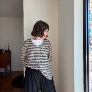 Dana Buchman Black and White Striped Sweater